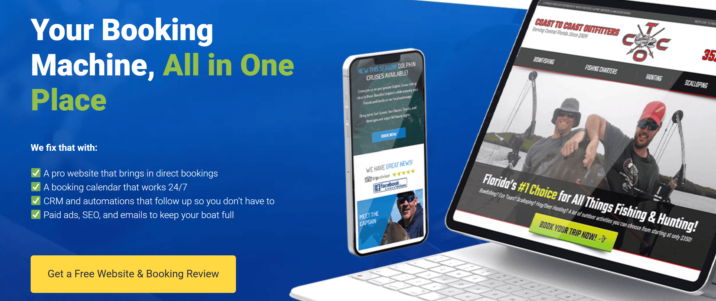 Screen shot of free booking page on All outdoor designs.