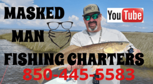 Screenshot of a youtube vidoe featuring Masked Man fishing charters.